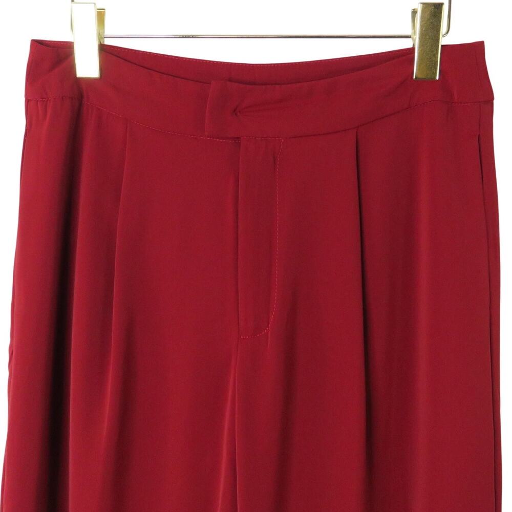 Cien Red Wide Leg Pleated Dress Pants Size Small High Rise Trousers - Picture 3 of 7